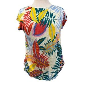 C&C California Linen Top Womens Size M Multicolor Tropical